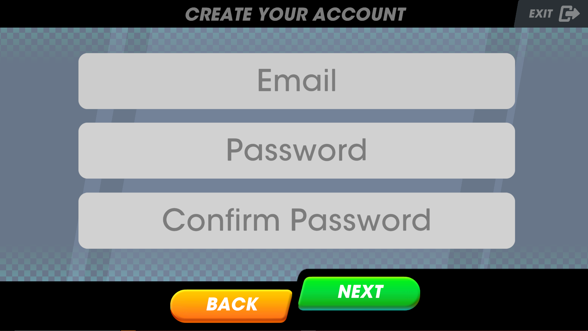 screenshot of account creation screen