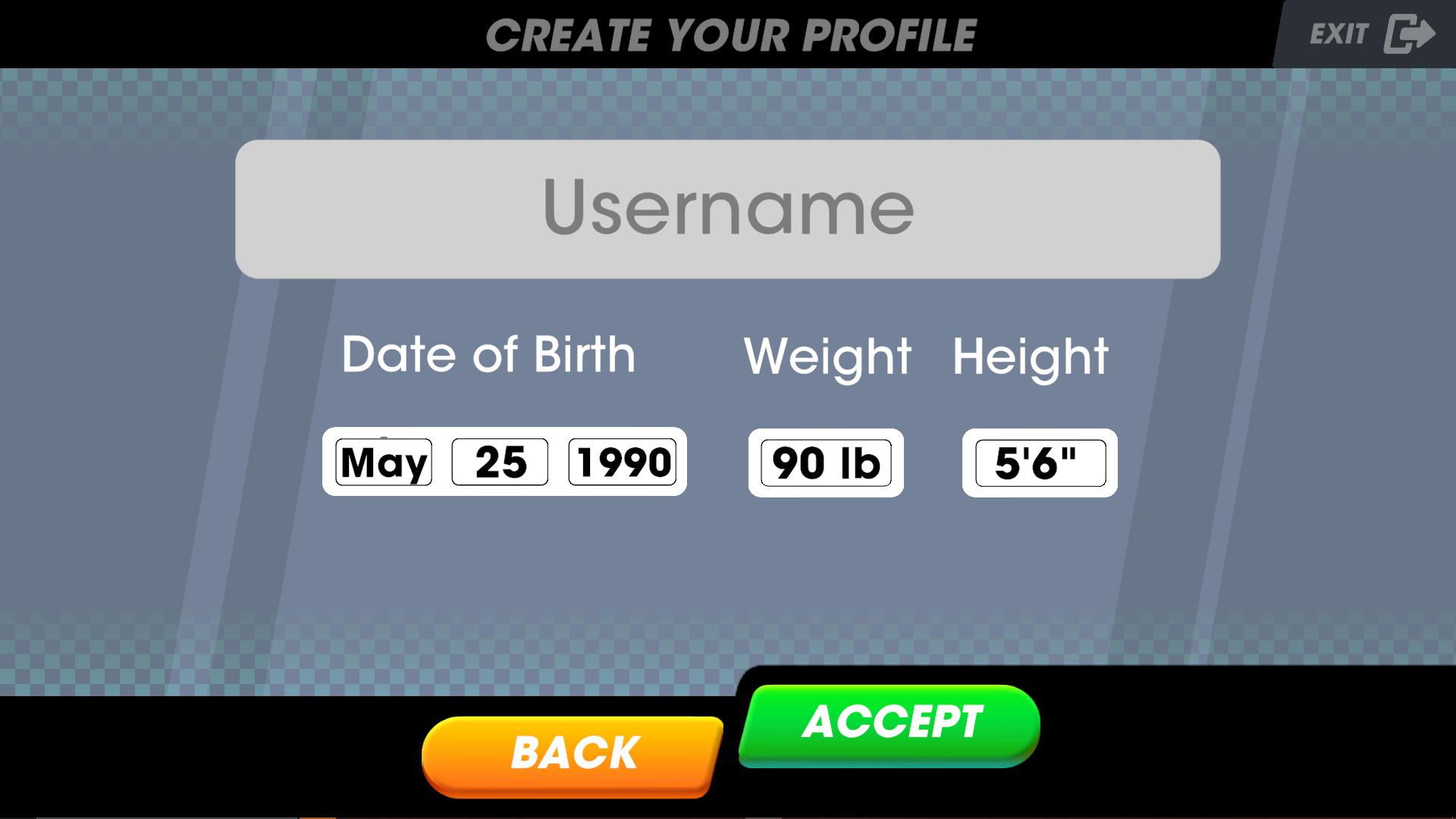 screenshot of username creation screen